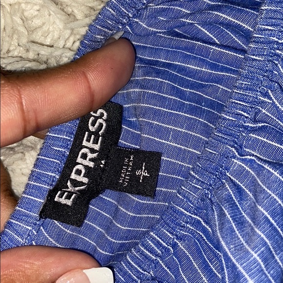 Express blue striped off the shoulder summer top - Picture 3 of 4
